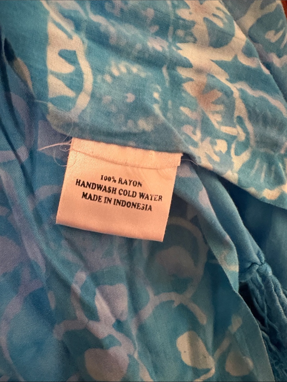 Turquoise Blue Boho Fringe Sarong Wrap - Picture 3 of 6